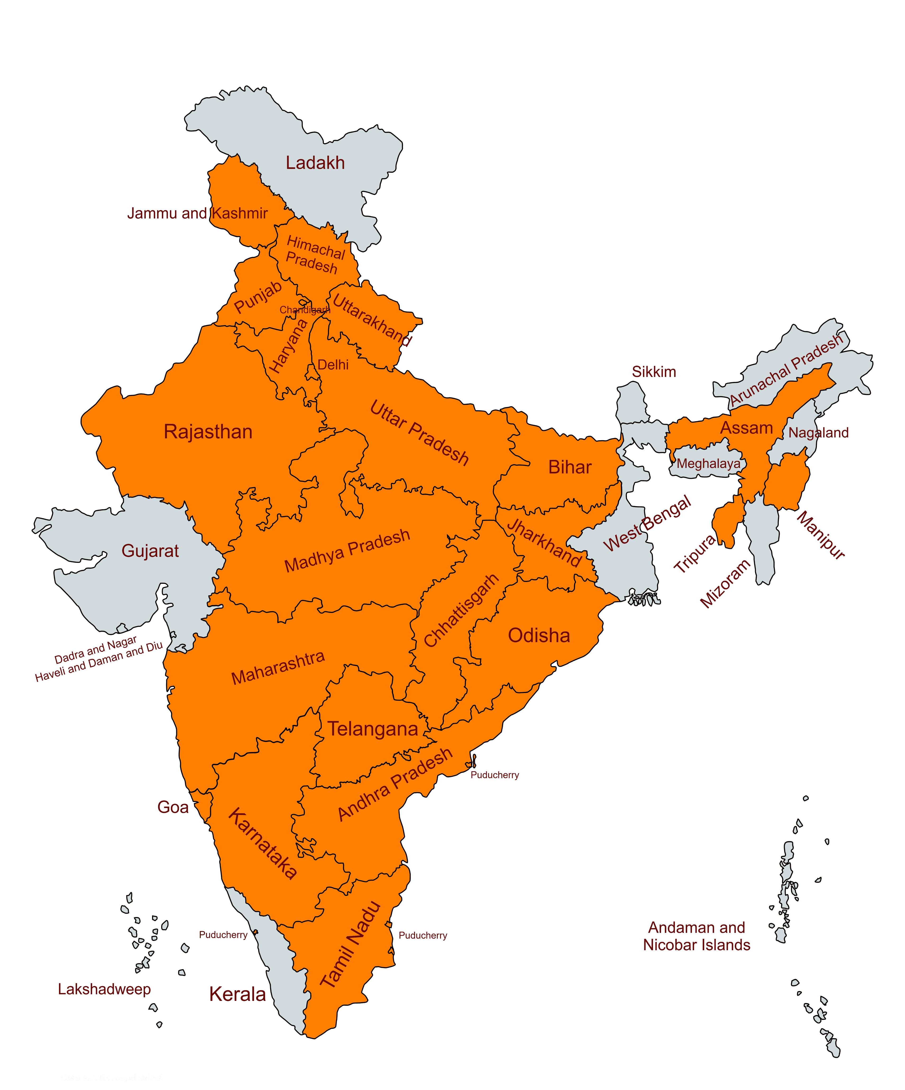 24 State Kabaddi Associations Map